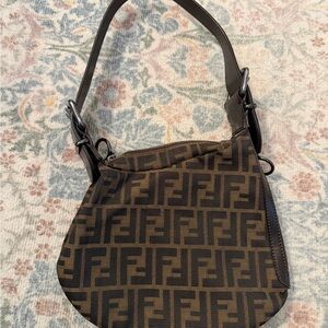 Fendi Black and Brown Monogram Shoulder Bag